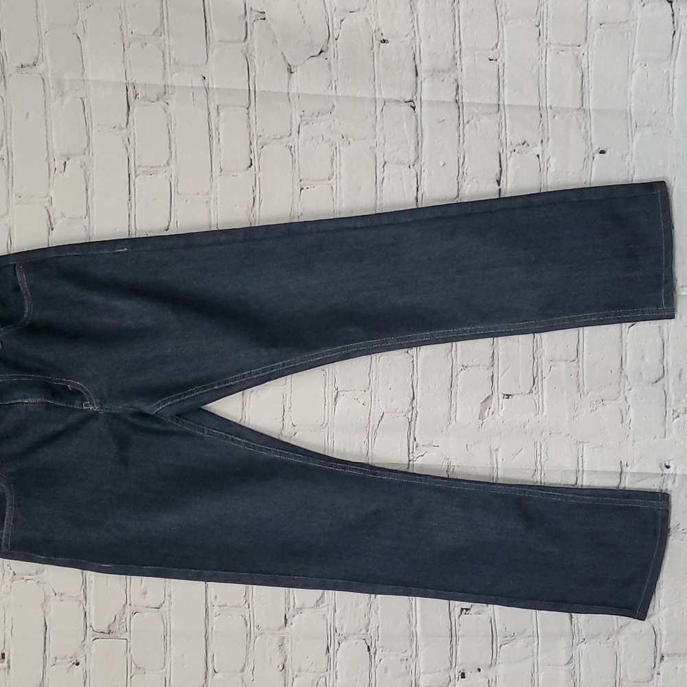 Levi's dark blue denim jeans.